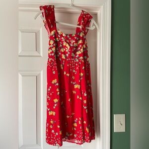 LC Lauren Conrad women’s Summer Sun Dress in Red with Lemon Design